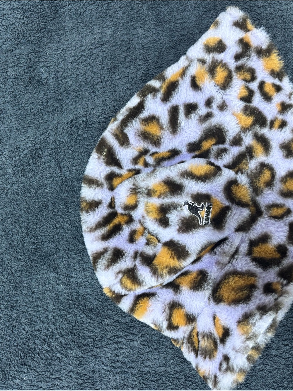 Kangol Kids Faux Fur Leopard Bucket Hat in Yellow and Black Spots